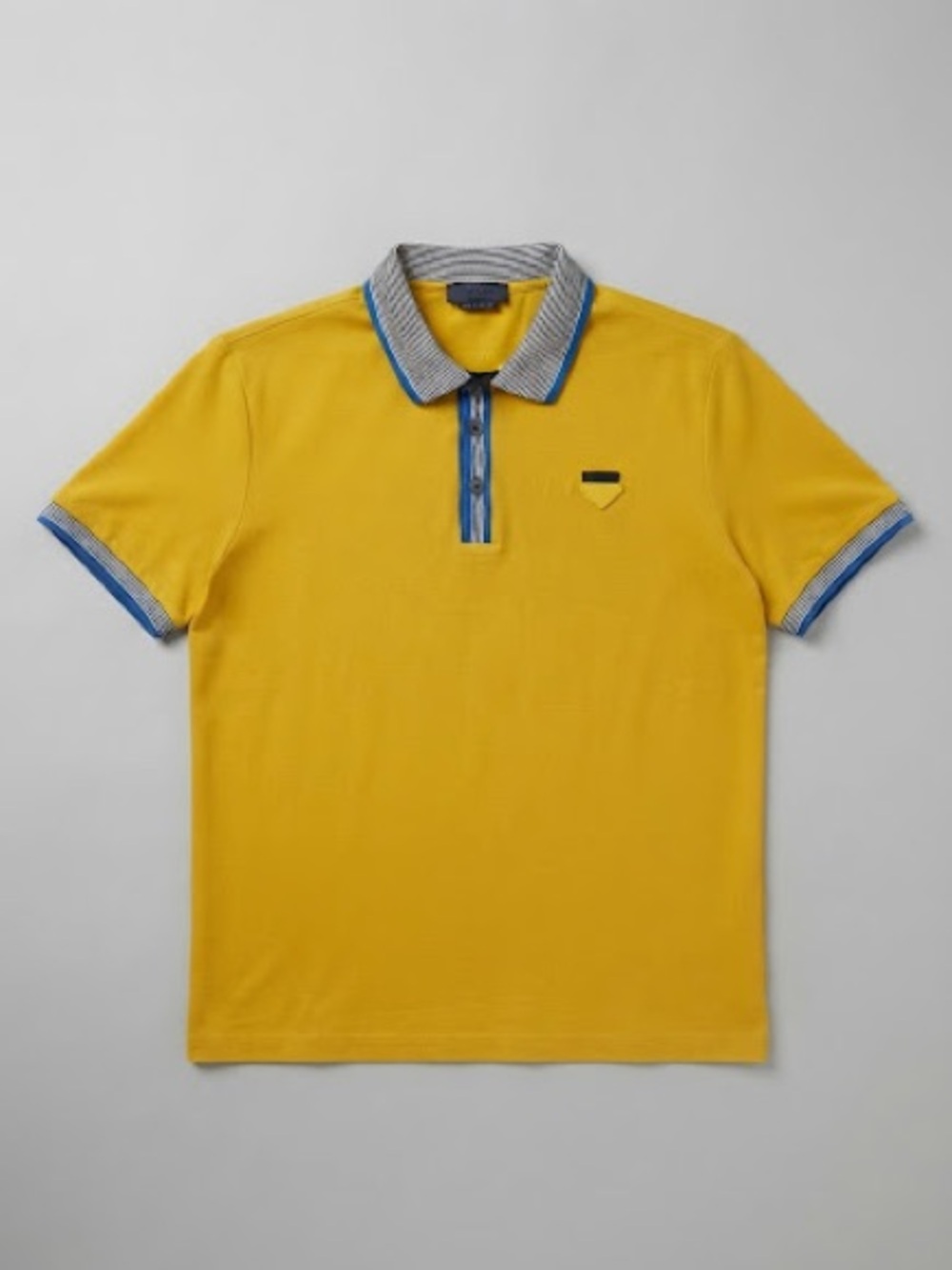 Prada Yellow Polo with Blue-Trim Collar